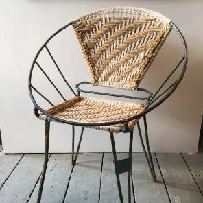 Metal and Woven Side Chair
